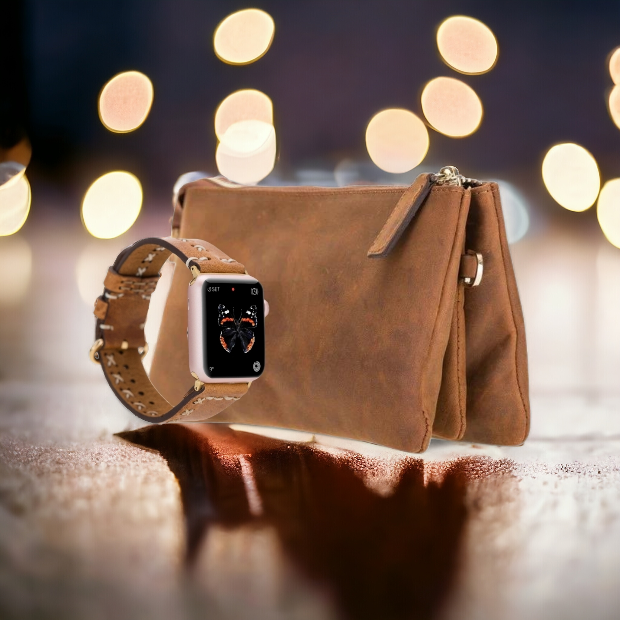 Jaya Hakiki Deri Kadın Çanta + Apple Watch uyumlu, Hakiki Deri, El Yapımı Kordon, Paket