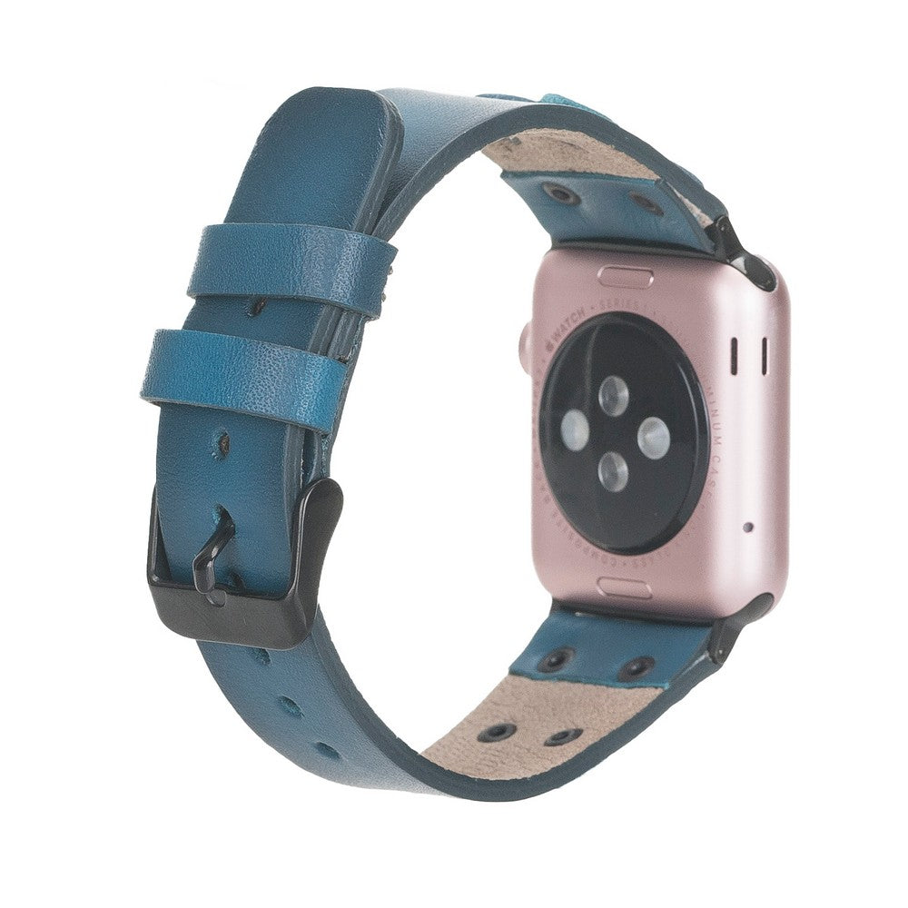 Apple Watch uyumlu, Hakiki Deri, El Yapımı Kordon, Cross BT Gölgeli MaviE