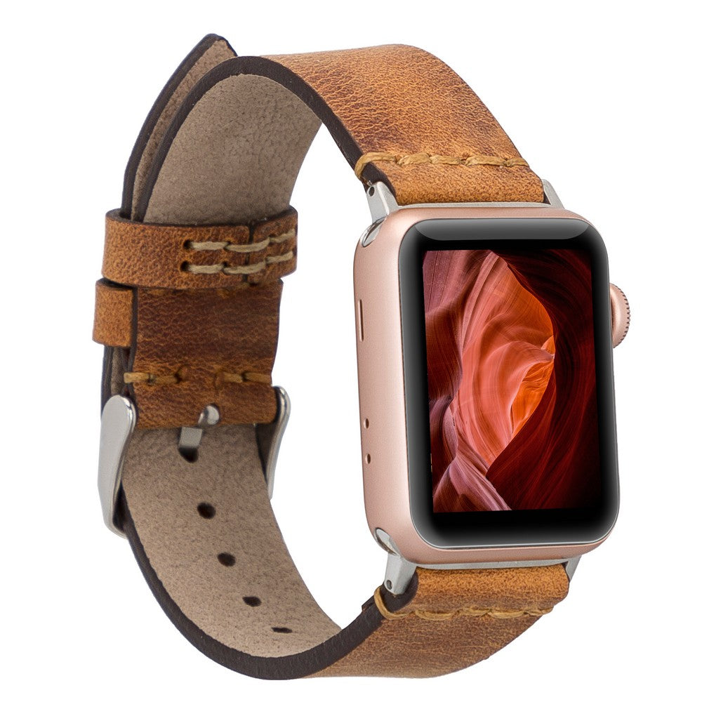 Apple Watch uyumlu, Hakiki Deri, El Yapımı Kordon, BA7 G19 Taba