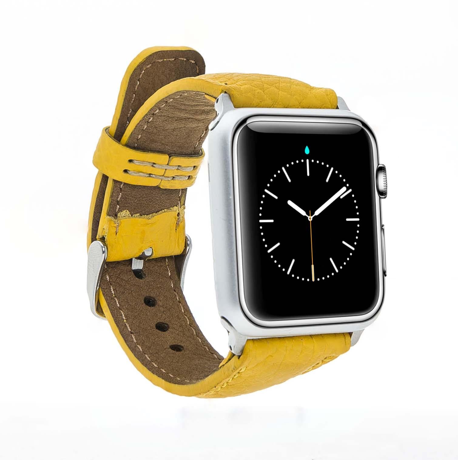 Apple Watch uyumlu, Hakiki Deri, El Yapımı Kordon, FL12 Sarı