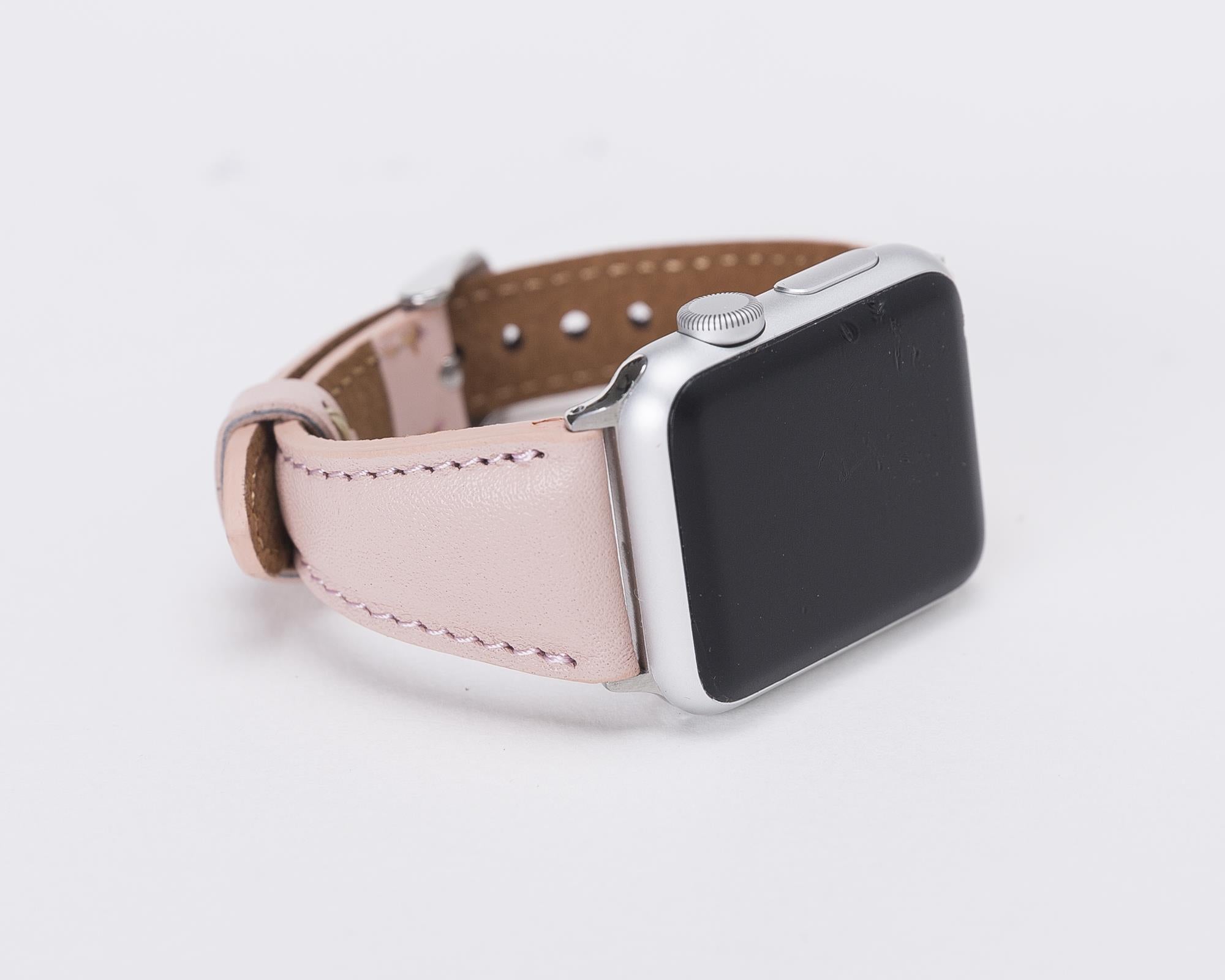 Apple Watch uyumlu, Hakiki Deri, El Yapımı Kordon, Pembe