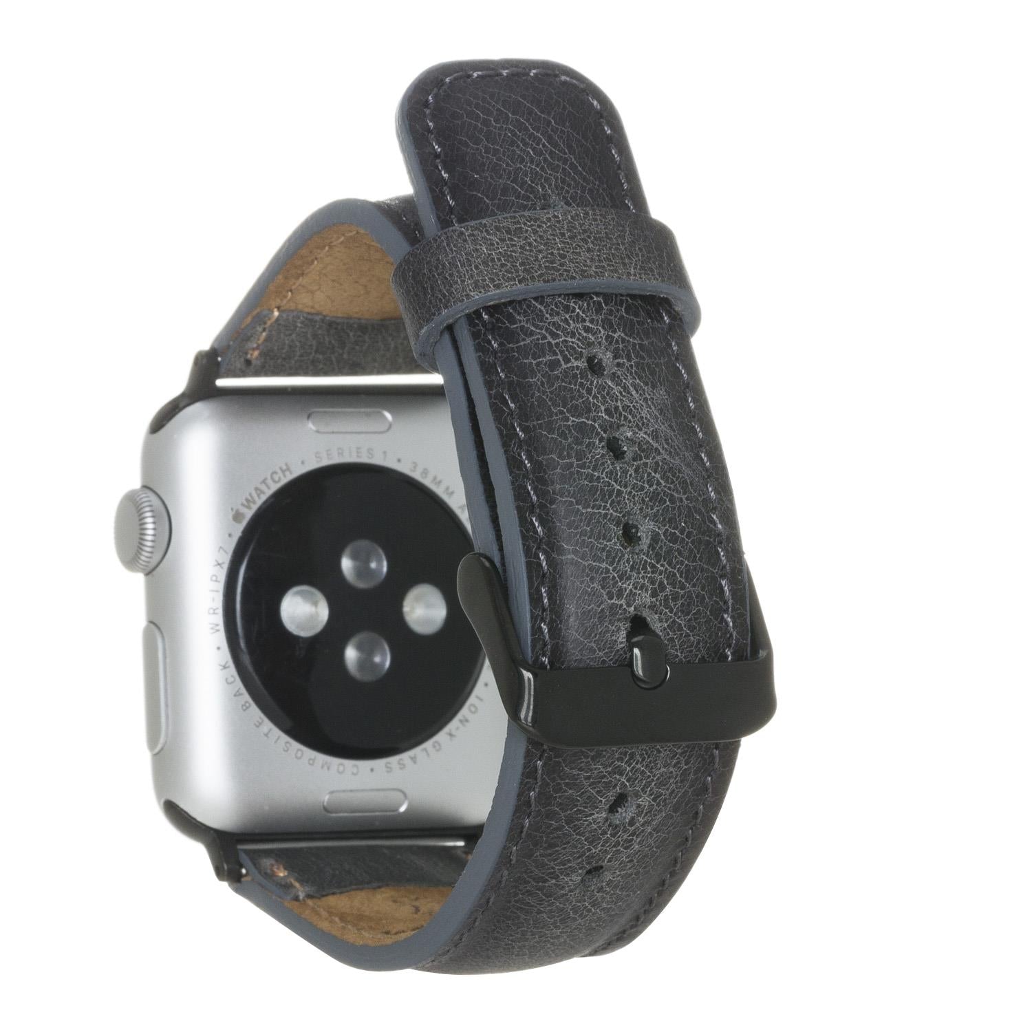 Apple Watch uyumlu, Hakiki Deri, El Yapımı Kordon, Gölgeli Gri