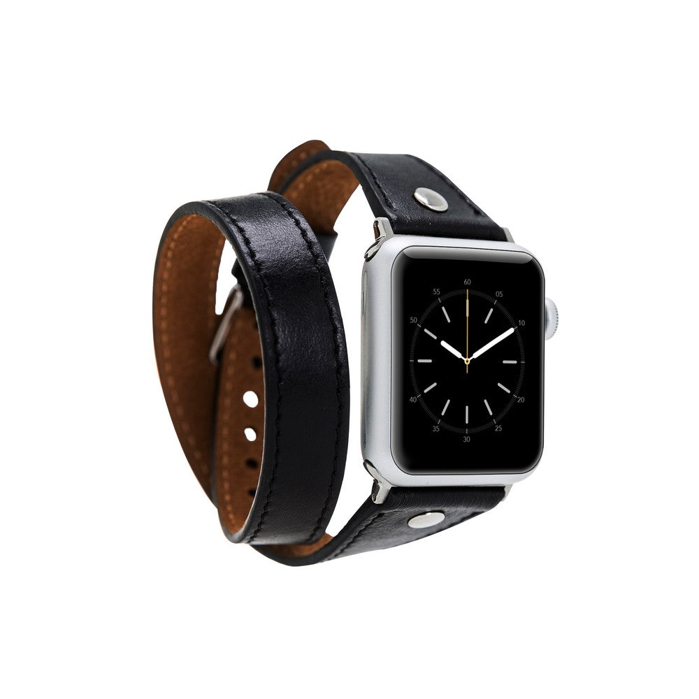 Apple Watch uyumlu, Hakiki Deri, El Yapımı Kordon, Slim DTST Rustik Siyah