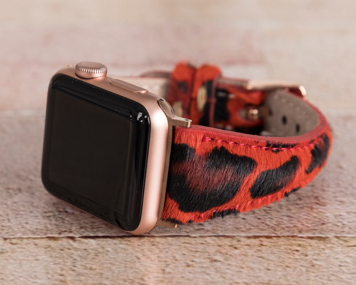 Apple Watch uyumlu, Hakiki Deri, El Yapımı Kordon, Leopar Baskılı