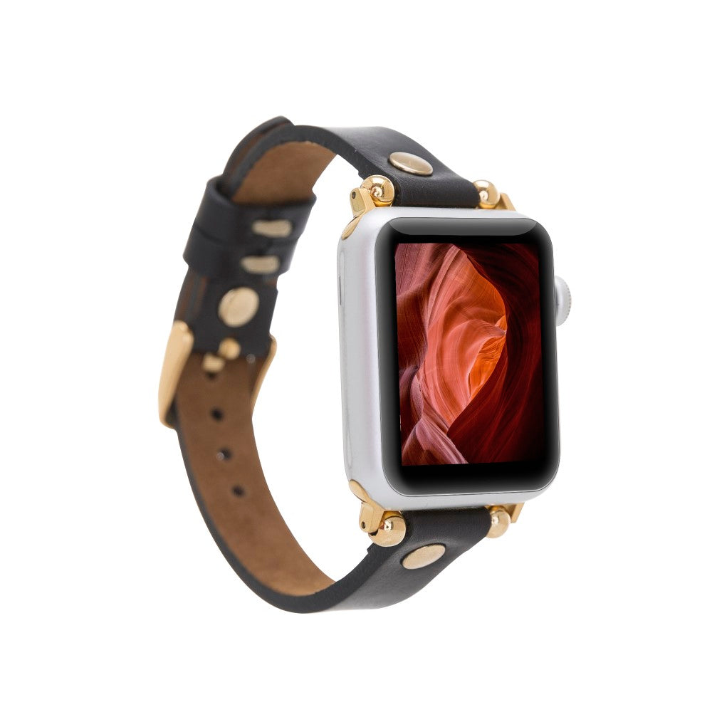 Apple Watch uyumlu, Hakiki Deri, El Yapımı Kordon, GT Rustik Siyah