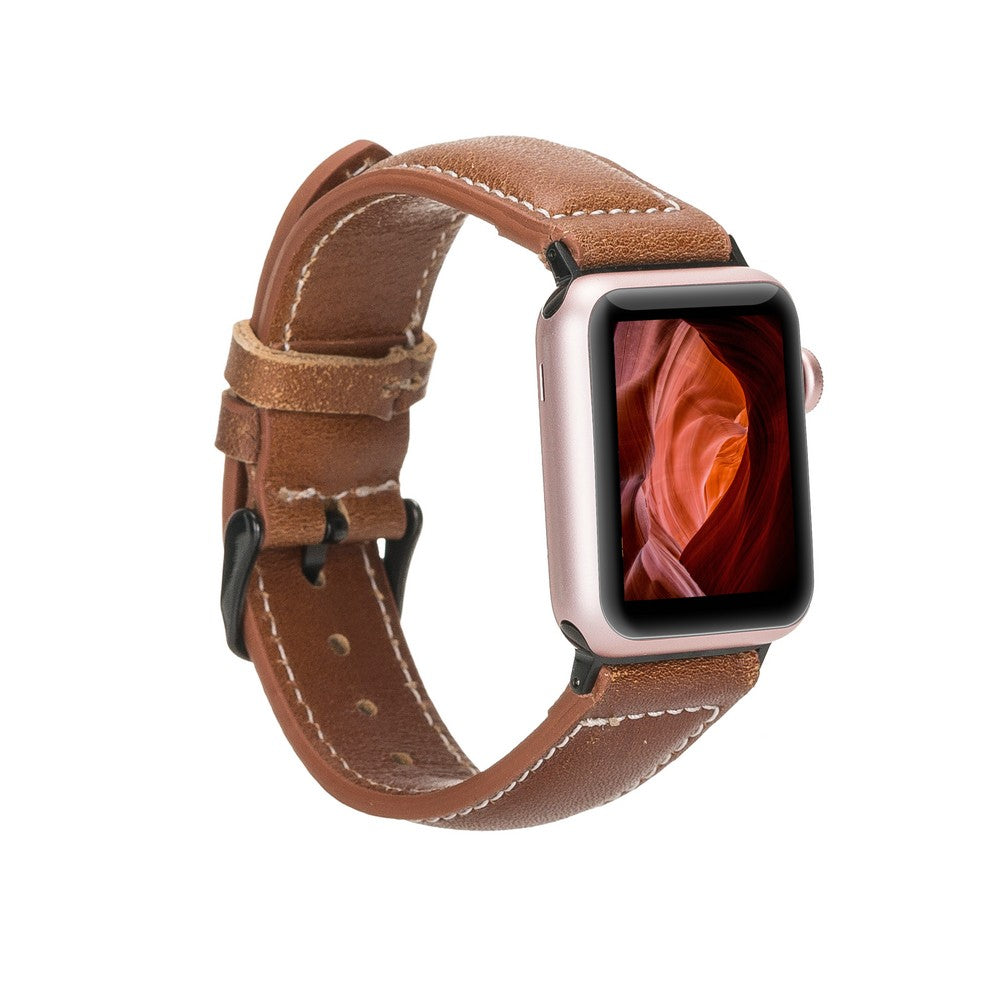 Apple Watch uyumlu, Hakiki Deri, El Yapımı Kordon, Spor Model, Acı Kahve