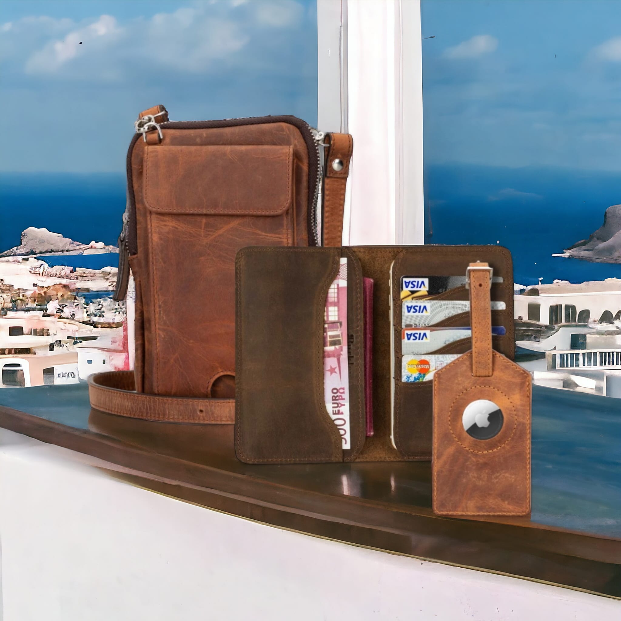 Seyahat Paketi 3 - Erkek çapraz çanta, pasaport kılıfı, bagaj etiketi